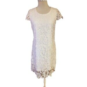 Solitaire White Lace Dress Large Bridal Shower Rehearsal Dinner Graduation